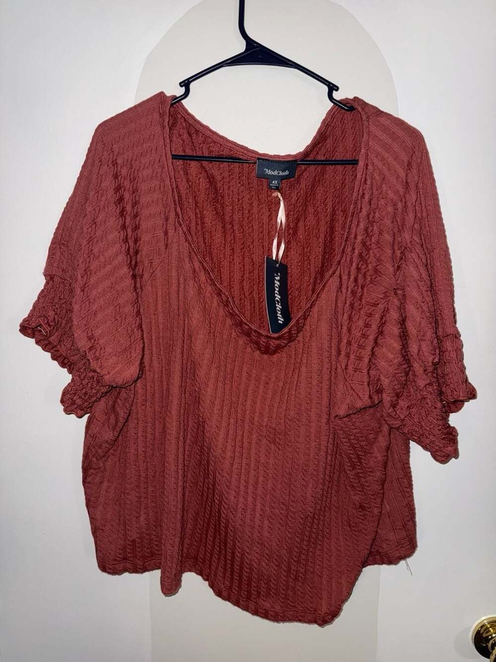 ModCloth Textured Knit Top Rust Red Size 4X